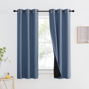 image:imageNICETOWN Full Shade Curtain Panel Energy Smart amp Noise Blocking Out Blackout Drape for Dining Room Window Thermal Insulated Guest Room Lined Window DressingSilver Gray 42 x 84 inchStone Blue