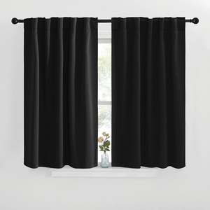 image:imageNICETOWN Halloween Short Curtains for Kitchen Window  Black Color W42 x L40 Double Panels Home Decoration Light Blocking Thermal Insulated Blackout Rod Pocket amp Back Loop Draperies for Cupboard