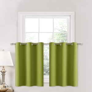 image:imageNICETOWN Kitchen Tiers Curtains for Small Window Bathroom 52 W x 30 L  Peacock Teal Blackout Thermal Insulated Grommet Curtains for Basement Short RV Camper 2 PanelsFresh Green