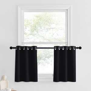 image:imageNICETOWN Kitchen Tiers Curtains for Small Window Bathroom 52 W x 30 L  Peacock Teal Blackout Thermal Insulated Grommet Curtains for Basement Short RV Camper 2 PanelsBlack