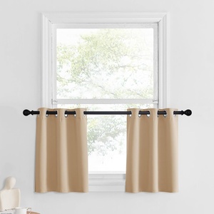 image:imageNICETOWN Kitchen Tiers Curtains for Small Window Bathroom 52 W x 30 L  Peacock Teal Blackout Thermal Insulated Grommet Curtains for Basement Short RV Camper 2 PanelsBiscotti Beige