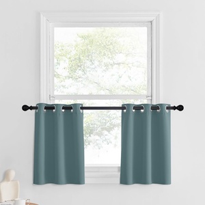 image:imageNICETOWN Kitchen Tiers Curtains for Small Window Bathroom 52 W x 30 L  Peacock Teal Blackout Thermal Insulated Grommet Curtains for Basement Short RV Camper 2 PanelsGreyish Blue