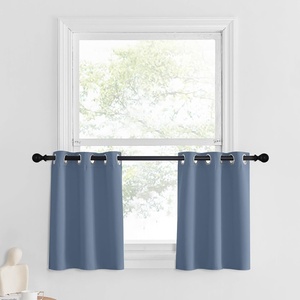 image:imageNICETOWN Kitchen Tiers Curtains for Small Window Bathroom 52 W x 30 L  Peacock Teal Blackout Thermal Insulated Grommet Curtains for Basement Short RV Camper 2 PanelsStone Blue