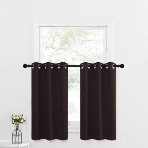 image:imageNICETOWN Kitchen Tiers Curtains for Small Window Bathroom 52 W x 30 L  Peacock Teal Blackout Thermal Insulated Grommet Curtains for Basement Short RV Camper 2 PanelsToffee Brown