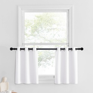 image:imageNICETOWN Kitchen Tiers Curtains for Small Window Bathroom 52 W x 30 L  Peacock Teal Blackout Thermal Insulated Grommet Curtains for Basement Short RV Camper 2 PanelsPure White