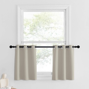 image:imageNICETOWN Kitchen Tiers Curtains for Small Window Bathroom 52 W x 30 L  Peacock Teal Blackout Thermal Insulated Grommet Curtains for Basement Short RV Camper 2 PanelsNatural