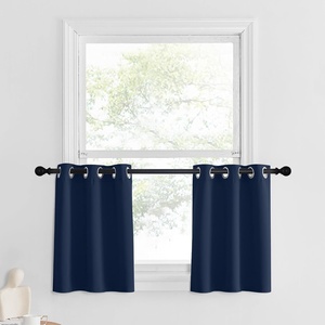 image:imageNICETOWN Kitchen Tiers Curtains for Small Window Bathroom 52 W x 30 L  Peacock Teal Blackout Thermal Insulated Grommet Curtains for Basement Short RV Camper 2 PanelsNavy
