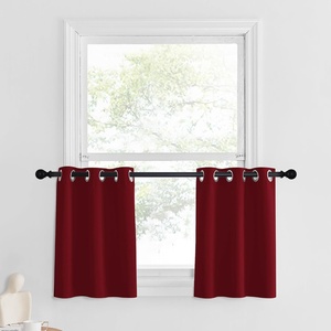 image:imageNICETOWN Kitchen Tiers Curtains for Small Window Bathroom 52 W x 30 L  Peacock Teal Blackout Thermal Insulated Grommet Curtains for Basement Short RV Camper 2 PanelsBurgundy Red