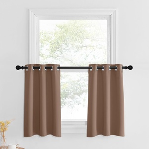 image:imageNICETOWN Kitchen Tiers Curtains for Small Window Bathroom 52 W x 30 L  Peacock Teal Blackout Thermal Insulated Grommet Curtains for Basement Short RV Camper 2 PanelsCappuccino