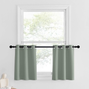 image:imageNICETOWN Kitchen Tiers Curtains for Small Window Bathroom 52 W x 30 L  Peacock Teal Blackout Thermal Insulated Grommet Curtains for Basement Short RV Camper 2 PanelsGreyish Green