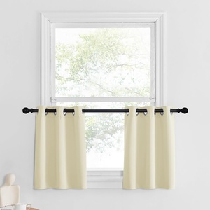 image:imageNICETOWN Kitchen Tiers Curtains for Small Window Bathroom 52 W x 30 L  Peacock Teal Blackout Thermal Insulated Grommet Curtains for Basement Short RV Camper 2 PanelsLight Beige