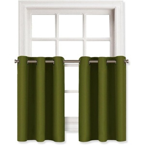 image:imageNICETOWN Kitchen Tiers Curtains for Small Window Bathroom 52 W x 30 L  Peacock Teal Blackout Thermal Insulated Grommet Curtains for Basement Short RV Camper 2 PanelsOlive Green