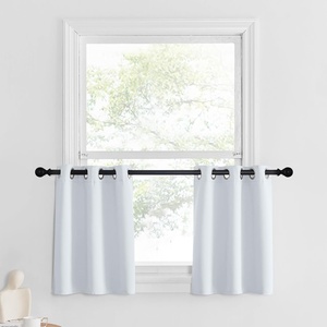 image:imageNICETOWN Kitchen Tiers Curtains for Small Window Bathroom 52 W x 30 L  Peacock Teal Blackout Thermal Insulated Grommet Curtains for Basement Short RV Camper 2 PanelsGreyish White