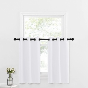image:imageNICETOWN Kitchen Tiers Curtains for Small Window Bathroom 52 W x 30 L  Peacock Teal Blackout Thermal Insulated Grommet Curtains for Basement Short RV Camper 2 PanelsWhite