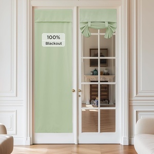 image:imageNICETOWN Lockdown Shade Classroom Curtains Privacy Small Window Curtains 8 x 36 Inch Long French Front Door Shades Tie Up Shades Window Coverings 1 Panel Olive GreenLight Green