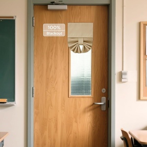 image:imageNICETOWN Lockdown Shade Classroom Curtains Privacy Small Window Curtains 8 x 36 Inch Long French Front Door Shades Tie Up Shades Window Coverings 1 Panel Olive GreenBiscotti Beige