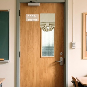 image:imageNICETOWN Lockdown Shade Classroom Curtains Privacy Small Window Curtains 8 x 36 Inch Long French Front Door Shades Tie Up Shades Window Coverings 1 Panel Olive GreenCream