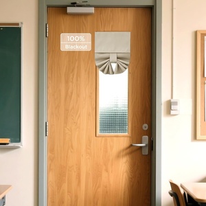 image:imageNICETOWN Lockdown Shade Classroom Curtains Privacy Small Window Curtains 8 x 36 Inch Long French Front Door Shades Tie Up Shades Window Coverings 1 Panel Olive GreenNatural