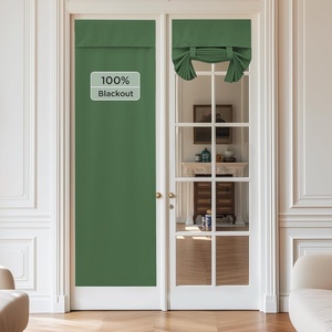 image:imageNICETOWN Lockdown Shade Classroom Curtains Privacy Small Window Curtains 8 x 36 Inch Long French Front Door Shades Tie Up Shades Window Coverings 1 Panel Olive GreenForest Green