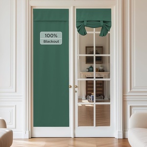image:imageNICETOWN Lockdown Shade Classroom Curtains Privacy Small Window Curtains 8 x 36 Inch Long French Front Door Shades Tie Up Shades Window Coverings 1 Panel Olive GreenHunter Green