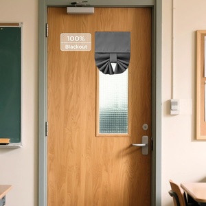 image:imageNICETOWN Lockdown Shade Classroom Curtains Privacy Small Window Curtains 8 x 36 Inch Long French Front Door Shades Tie Up Shades Window Coverings 1 Panel Olive GreenGrey
