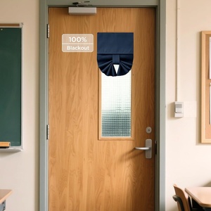image:imageNICETOWN Lockdown Shade Classroom Curtains Privacy Small Window Curtains 8 x 36 Inch Long French Front Door Shades Tie Up Shades Window Coverings 1 Panel Olive GreenNavy