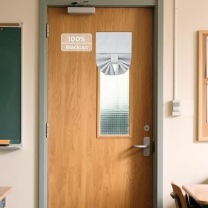 image:imageNICETOWN Lockdown Shade Classroom Curtains Privacy Small Window Curtains 8 x 36 Inch Long French Front Door Shades Tie Up Shades Window Coverings 1 Panel Olive GreenGreyish White