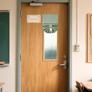 image:imageNICETOWN Lockdown Shade Classroom Curtains Privacy Small Window Curtains 8 x 36 Inch Long French Front Door Shades Tie Up Shades Window Coverings 1 Panel Olive GreenSage Green