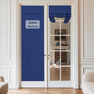 image:imageNICETOWN Lockdown Shade Classroom Curtains Privacy Small Window Curtains 8 x 36 Inch Long French Front Door Shades Tie Up Shades Window Coverings 1 Panel Olive GreenRoyal Blue