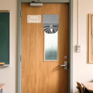 image:imageNICETOWN Lockdown Shade Classroom Curtains Privacy Small Window Curtains 8 x 36 Inch Long French Front Door Shades Tie Up Shades Window Coverings 1 Panel Olive GreenLight Grey