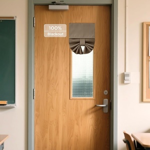 image:imageNICETOWN Lockdown Shade Classroom Curtains Privacy Small Window Curtains 8 x 36 Inch Long French Front Door Shades Tie Up Shades Window Coverings 1 Panel Olive GreenKhaki