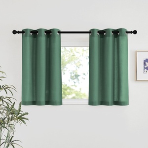 image:imageNICETOWN Semi Sheer Linen Burlap Curtains for Windows 96 inch Length 2 Panels Grommet Semi Sheer Balance Privacy Added with Light Filtering Vertical Drapes for BedroomLiving Room W55 x L96Olive Green