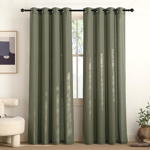image:imageNICETOWN Semi Sheer Linen Burlap Curtains for Windows 96 inch Length 2 Panels Grommet Semi Sheer Balance Privacy Added with Light Filtering Vertical Drapes for BedroomLiving Room W55 x L96Lichen