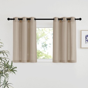 image:imageNICETOWN Semi Sheer Linen Burlap Curtains for Windows 96 inch Length 2 Panels Grommet Semi Sheer Balance Privacy Added with Light Filtering Vertical Drapes for BedroomLiving Room W55 x L96Taupe