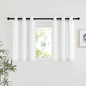 image:imageNICETOWN Semi Sheer Linen Burlap Curtains for Windows 96 inch Length 2 Panels Grommet Semi Sheer Balance Privacy Added with Light Filtering Vertical Drapes for BedroomLiving Room W55 x L96White