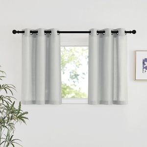 image:imageNICETOWN Semi Sheer Linen Burlap Curtains for Windows 96 inch Length 2 Panels Grommet Semi Sheer Balance Privacy Added with Light Filtering Vertical Drapes for BedroomLiving Room W55 x L96Grey