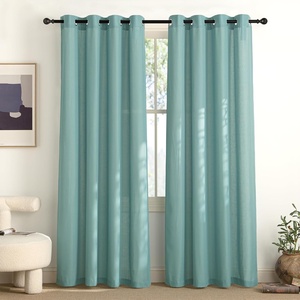 image:imageNICETOWN Semi Sheer Linen Burlap Curtains for Windows 96 inch Length 2 Panels Grommet Semi Sheer Balance Privacy Added with Light Filtering Vertical Drapes for BedroomLiving Room W55 x L96Greyish Blue
