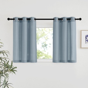 image:imageNICETOWN Semi Sheer Linen Burlap Curtains for Windows 96 inch Length 2 Panels Grommet Semi Sheer Balance Privacy Added with Light Filtering Vertical Drapes for BedroomLiving Room W55 x L96Stone Blue