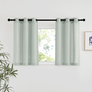 image:imageNICETOWN Semi Sheer Linen Burlap Curtains for Windows 96 inch Length 2 Panels Grommet Semi Sheer Balance Privacy Added with Light Filtering Vertical Drapes for BedroomLiving Room W55 x L96Sage Green