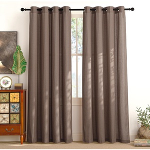 image:imageNICETOWN Semi Sheer Linen Burlap Curtains for Windows 96 inch Length 2 Panels Grommet Semi Sheer Balance Privacy Added with Light Filtering Vertical Drapes for BedroomLiving Room W55 x L96Brown
