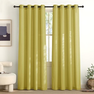 image:imageNICETOWN Semi Sheer Linen Burlap Curtains for Windows 96 inch Length 2 Panels Grommet Semi Sheer Balance Privacy Added with Light Filtering Vertical Drapes for BedroomLiving Room W55 x L96Bright Yellow