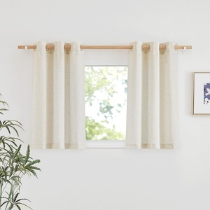 image:imageNICETOWN Semi Sheer Linen Burlap Curtains for Windows 96 inch Length 2 Panels Grommet Semi Sheer Balance Privacy Added with Light Filtering Vertical Drapes for BedroomLiving Room W55 x L96Natural