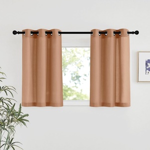 image:imageNICETOWN Semi Sheer Linen Burlap Curtains for Windows 96 inch Length 2 Panels Grommet Semi Sheer Balance Privacy Added with Light Filtering Vertical Drapes for BedroomLiving Room W55 x L96Burnt Orange